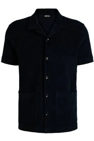 HUGO BOSS Regular-fit overhemd van katoenen badstof