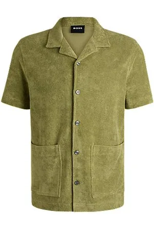 HUGO BOSS Regular-fit overhemd van katoenen badstof