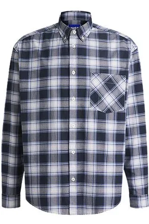 HUGO BOSS Oversized-fit geruit overhemd van Oxfordkatoen