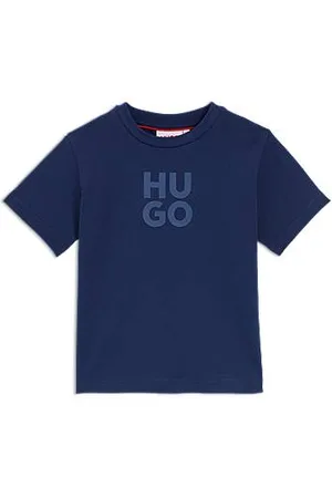 HUGO BOSS Katoenen T-shirt voor kinderen met tweedelige logoprint