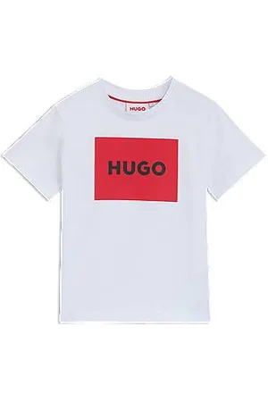 HUGO BOSS T-shirt voor kinderen van katoen met kenmerkend rood boxlogo