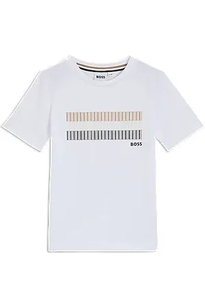 HUGO BOSS Slim-fit katoenen T-shirt met kenmerkende streepprint voor kinderen