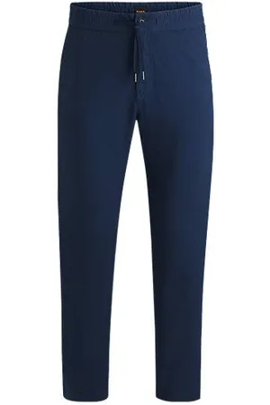 HUGO BOSS Regular-fit broek van een comfortabele linnenmix met stretch