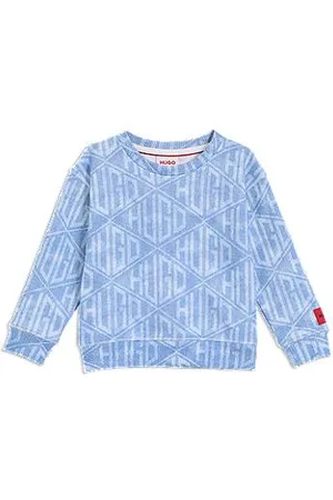 HUGO BOSS Loose-fit kindersweater met geometrische logo’s in denimlook