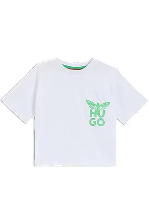 HUGO BOSS T-shirt van katoen met mot-artwork voor kinderen