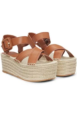 HUGO BOSS Leren sandalen met plateauzool