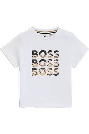 HUGO BOSS T-shirt voor kinderen van katoen met drievoudig logo met kleurverloop
