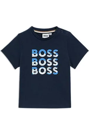 HUGO BOSS T-shirt voor kinderen van katoen met drievoudig logo met kleurverloop