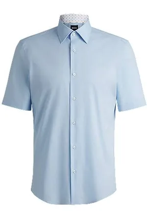 HUGO BOSS Regular-fit overhemd van gemakkelijk te strijken katoenen popeline met stretch