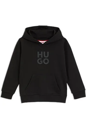 HUGO BOSS Kinderhoodie van badstof in een katoenmix met tweedelig logo