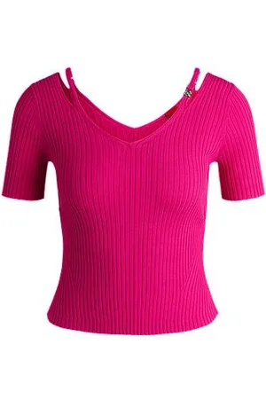 HUGO BOSS Ribgebreide top met cut-outdetails