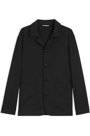 HUGO BOSS Relaxed-fit overshirt van scheerwollen serge