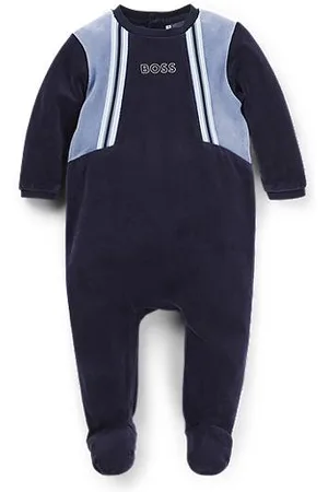 HUGO BOSS Fluwelen slaappakje voor baby’s van een katoenmix met logoprint
