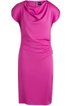 HUGO BOSS Jurk met gedrapeerde halslijn en plooitjes