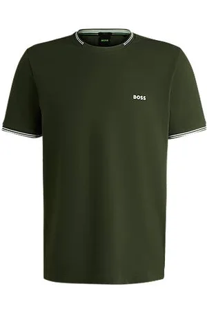 HUGO BOSS T-shirt van stretchkatoen met strepen en logo