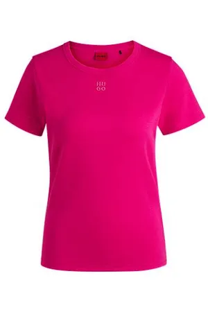 HUGO BOSS T-shirt van een katoenmix met tweedelig logostiksel