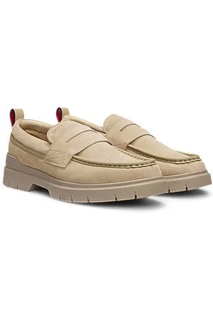 HUGO BOSS Loafers van suède met decoraties van imitatieleer
