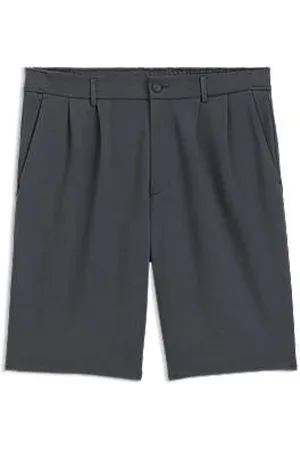 HUGO BOSS Short van gemakkelijk te strijken jersey met plooien aan de voorkant