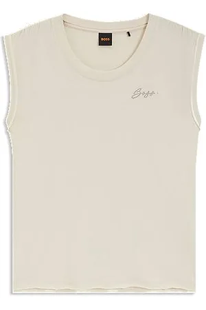 HUGO BOSS Top van katoenen jersey met kristallen logo