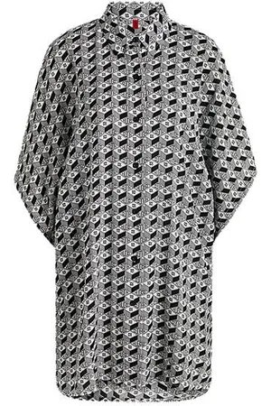 HUGO BOSS Strandjurk met korte mouwen en all-over logoprint