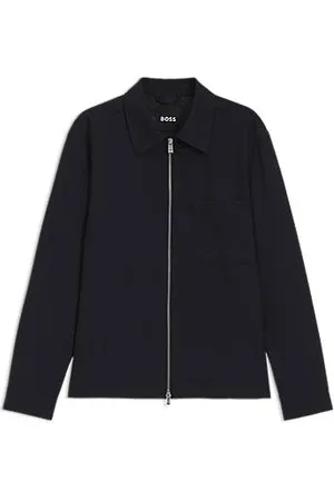 HUGO BOSS Relaxed-fit overshirt van gemêleerde scheerwol