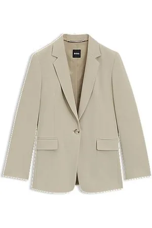 HUGO BOSS Regular-fit blazer van kreukbestendige crêpe