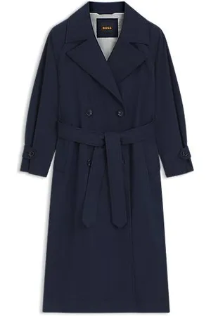 HUGO BOSS Trenchcoat van zacht materiaal met logostiksel