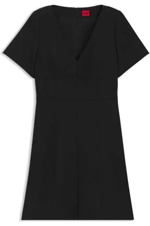 HUGO BOSS Jurk met V-hals en uitneembare schoudervullingen