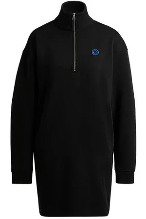 HUGO BOSS Jurk van katoenen badstof met ritskraag en Happy logopatch