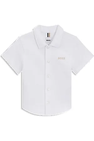 HUGO BOSS Regular-fit kinderoverhemd van katoen met logostiksel