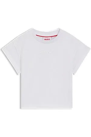 HUGO BOSS Korter T-shirt van katoen met iriserend logo voor kinderen