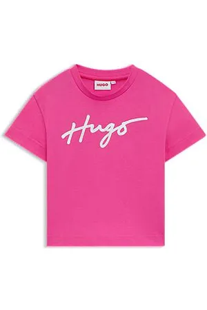 HUGO BOSS Korter T-shirt van katoen met iriserend logo voor kinderen