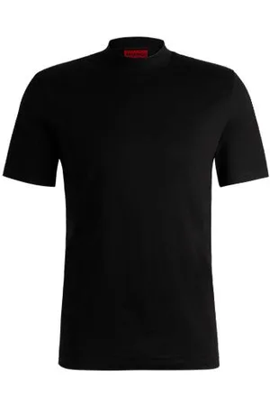 HUGO BOSS Slim-fit T-shirt van stretchkatoen met opstaande kraag