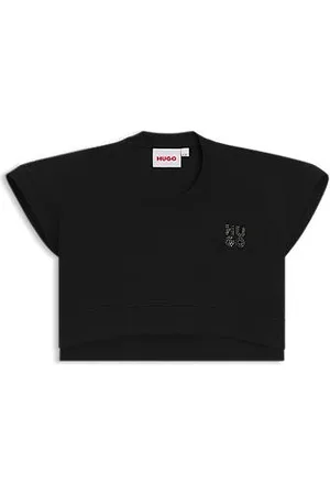 HUGO BOSS Loose-fit katoenen T-shirt met logostuds voor kinderen