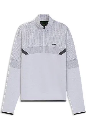 HUGO BOSS Relaxed-fit sweatshirt met ritskraag van jacquard met stiksels