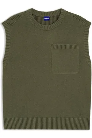 HUGO BOSS Relaxed-fit gebreid T-shirt met borstzak