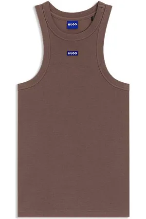 HUGO BOSS Slim-fit top van stretchkatoen met blauwe logopatch