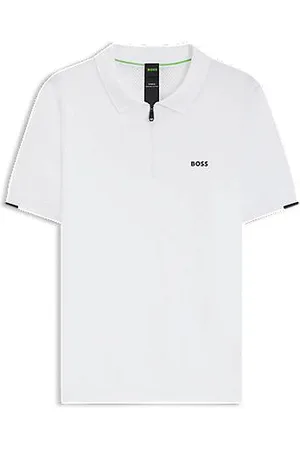 HUGO BOSS Polo van katoen met kraag met rits