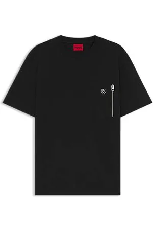 HUGO BOSS T-shirt van interlocked katoen met ritszak