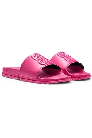 HUGO BOSS Slippers van rubber met tweedelig reliëflogo