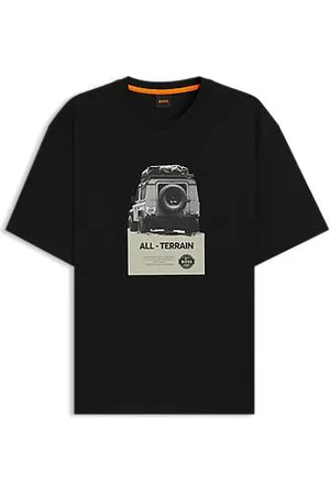 HUGO BOSS Relaxed-fit T-shirt van katoenen jersey met gedrukt artwork