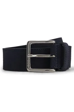 HUGO BOSS Riem van suède met logogravure op bronzen gesp