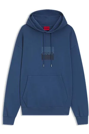 HUGO BOSS Relaxed-fit hoodie van katoenen sweatstof met tweedelig logo