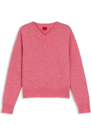 HUGO BOSS Trui met V-hals van een wolmix met logodetails