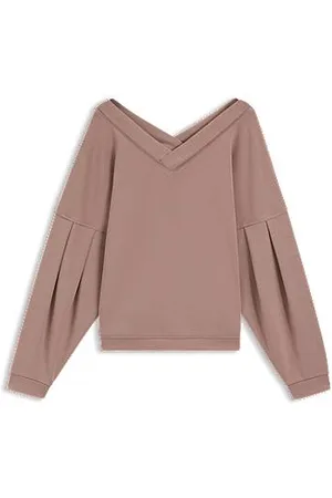 HUGO BOSS Sweatshirt met V-hals en ballonmouwen