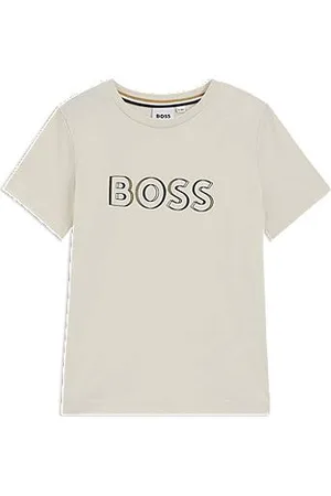 HUGO BOSS Regular-fit katoenen T-shirt met logoprint voor kinderen