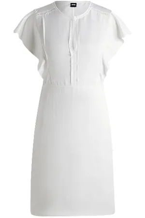 HUGO BOSS Jurk met keyhole-halslijn en mouwen met ruches