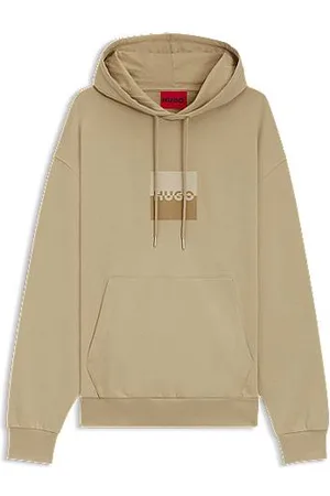 HUGO BOSS Relaxed-fit hoodie van katoenen sweatstof met tweedelig logo