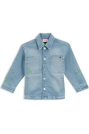 HUGO BOSS Overshirt voor kinderen van stretchdenim met opgezette zakken