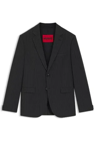 HUGO BOSS Extra slim-fit blazer van stretchpopeline met krijtstrepen